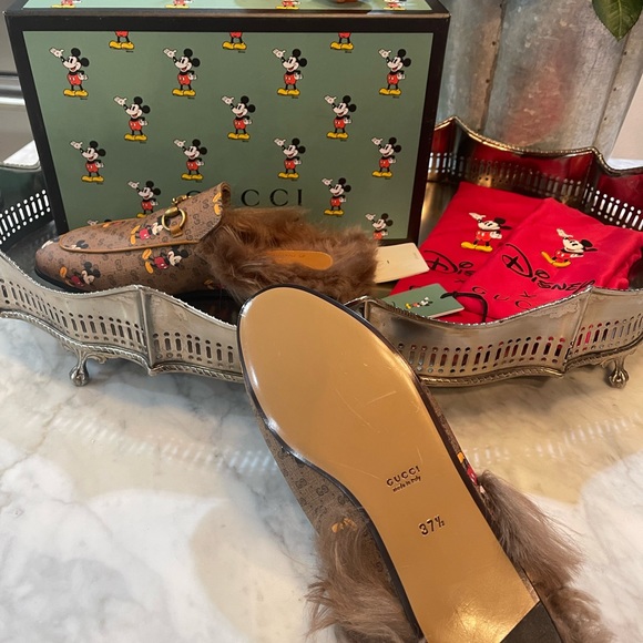 GUCCI X DISNEY Mini Vintage GG Supreme Monogram Mickey Mouse Fur Womens 37.5 - Picture 7 of 16